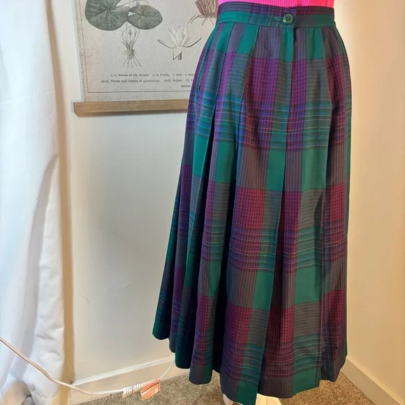 Pendleton Teal and Magenta Plaid A-Line Skirt - Picture 2 of 3